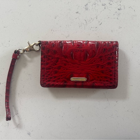 Brahmin Handbags - Brahmin Red Croc Embossed Leather Wristlet- Worn Hardware